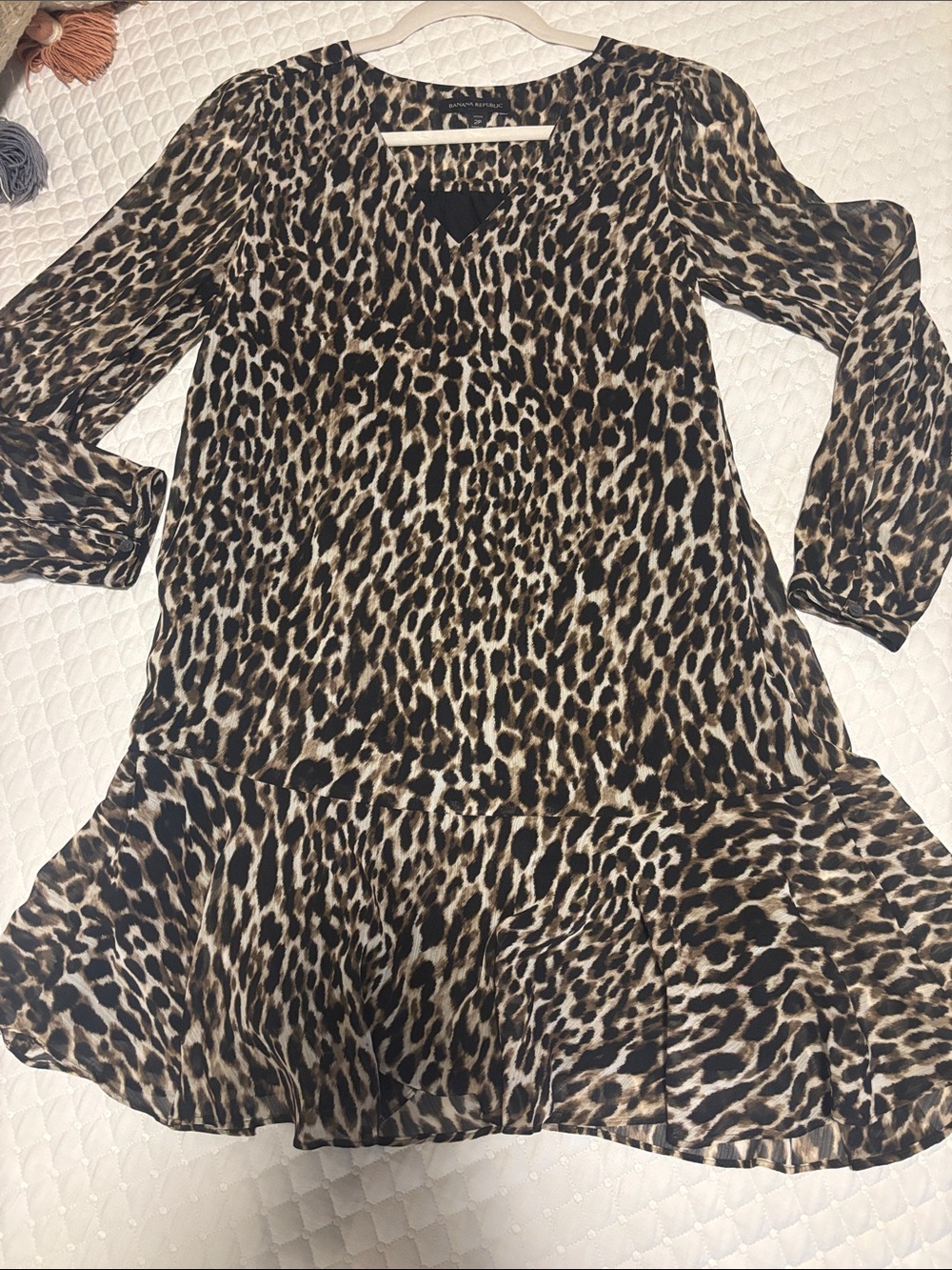 Banana Republic Leopard Print Mini Dress in Brown and Black